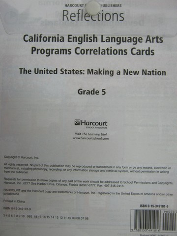 (image for) Reflections 5 English Programs Correlations Cards (CA)(Pk)