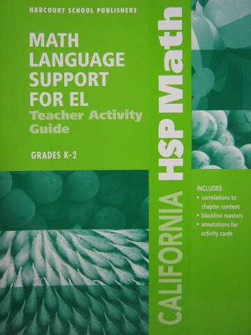 (image for) California HSP Math K-2 Math Language Support for EL (TE)(P)