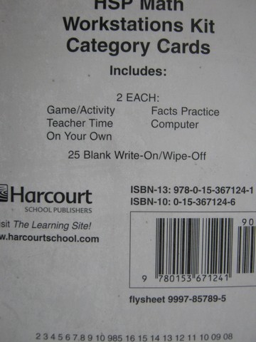 (image for) California HSP Math Workstations Kit Category Cards (CA)(Pk)