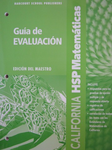 (image for) California HSP Matematicas 2 Guia de evaluacion TE (CA)(TE)(P)