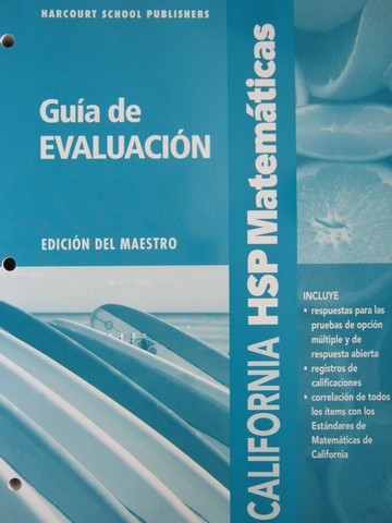 (image for) California HSP Matematicas 3 Guia de evaluacion TE (CA)(TE)(P)