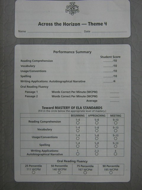 (image for) California Excursions 6 Theme 4 Progress-Monitoring (CA)(P)
