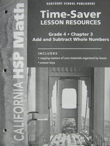 (image for) California HSP Math 4 Chapter 3 Time-Saver Lesson (CA)(P)