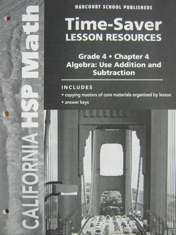 (image for) California HSP Math 4 Chapter 4 Time-Saver Lesson (CA)(P)