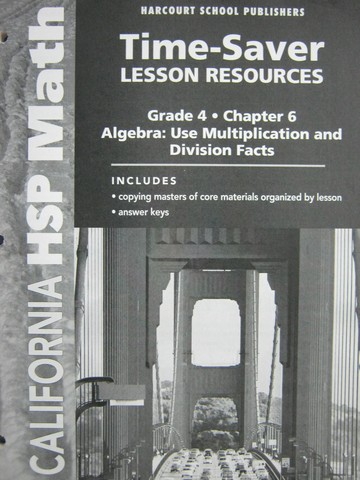 (image for) California HSP Math 4 Chapter 6 Time-Saver Lesson (CA)(P)