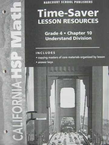 (image for) California HSP Math 4 Chapter 10 Time-Saver Lesson (CA)(P)