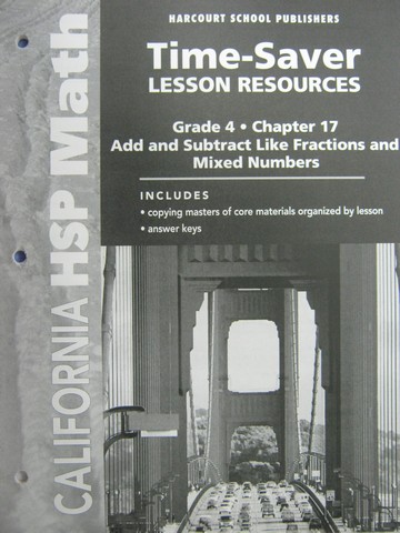 (image for) California HSP Math 4 Chapter 17 Time-Saver Lesson (CA)(P)