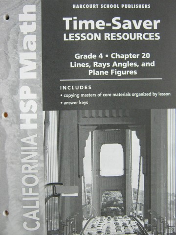 (image for) California HSP Math 4 Chapter 20 Time-Saver Lesson (CA)(P)