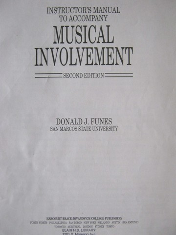 (image for) Musical Involvement 2nd Edition Instructor's Manual (TE)(P)