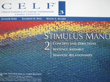 CELF 3 3rd Edition Stimulus Manual 2 (Spiral) by Semel, Wiig, (image for) CELF 3 3rd Edition Stimulus Manual 2 (Spiral) by Semel, Wiig,