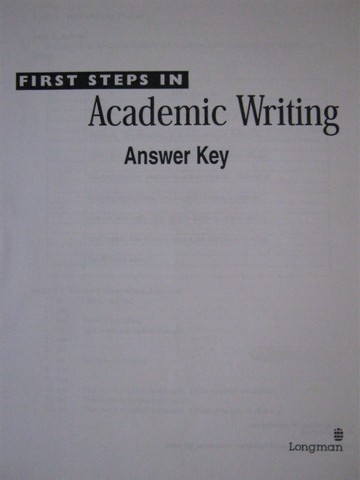 (image for) First Steps in Academic Writing Answer Key (P) by Ann Hogue - Click Image to Close