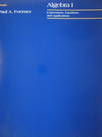 (image for) Algebra 1 3rd Edition Tests (P) by Paul A Foerster