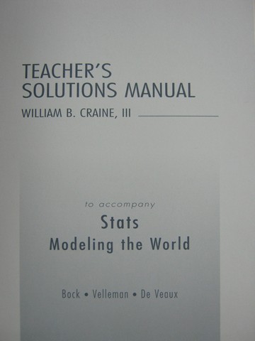 (image for) Stats Modeling the World Teacher's Solutions Manual (TE)(P)