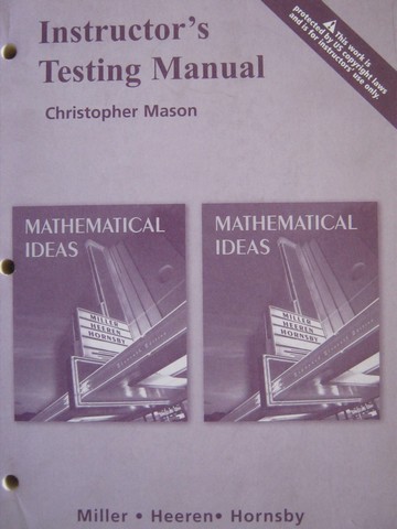 (image for) Mathematical Ideas 11th Edition Instructor's Testing Manual (P)