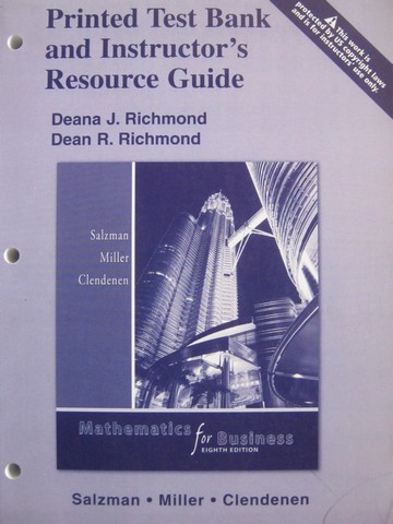 (image for) Mathematics for Business 8th Edition Test Bank & IRG (TE)(P)