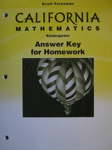 (image for) California Mathematics K Answer Key for Homework (CA)(P)