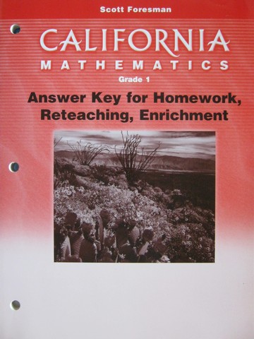 (image for) California Mathematics 1 Answer Key for Homework (CA)(P)