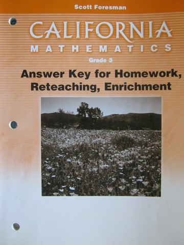 (image for) California Mathematics 3 Answer Key for Homework (CA)(P)