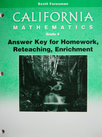(image for) California Mathematics 4 Answer Key for Homework (CA)(P)