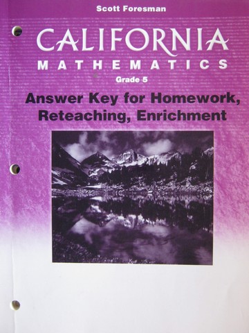 (image for) California Mathematics 5 Answer Key for Homework (CA)(P)