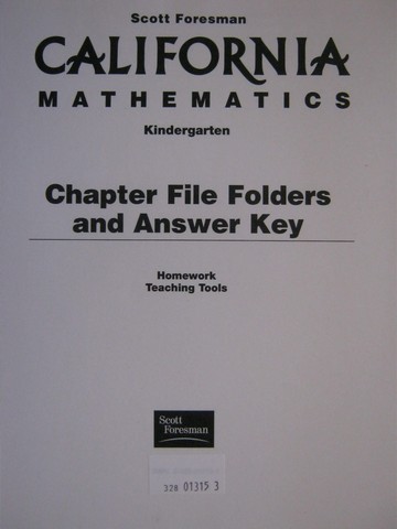 (image for) California Mathematics K Chapter File Folders & Answer Key (Pk)