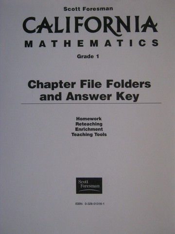 (image for) California Mathematics 1 Chapter File Folders & Answer Key (Pk)
