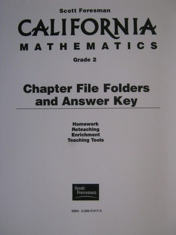 (image for) California Mathematics 2 Chapter File Folders & Answer Key (Pk)