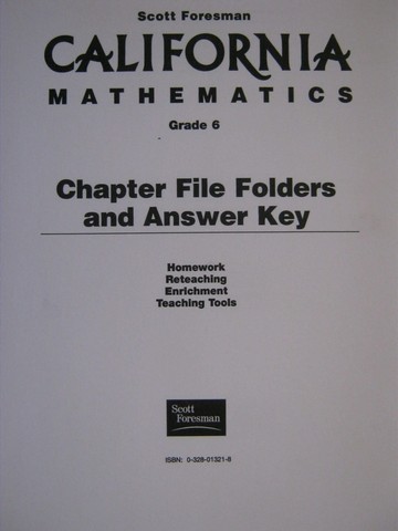 (image for) California Mathematics 6 Chapter File Folders & Answer Key (Pk)