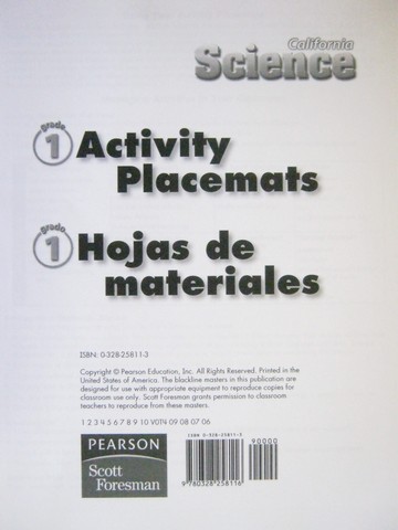 (image for) California Science 1 Activity Placemats (Pk)