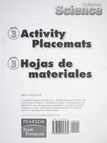(image for) California Science 3 Activity Placemats (Pk)