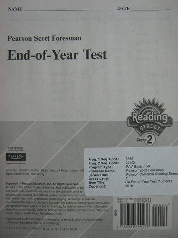 (image for) Reading Street 2 End-of-Year Test (P)