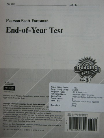 (image for) Reading Street 3 End-of-Year Test (P)