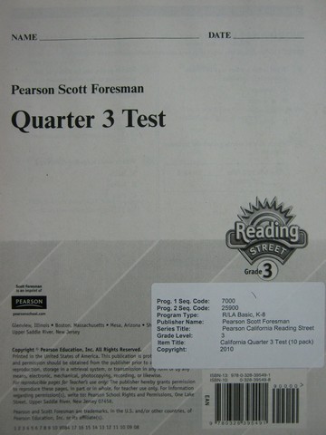 (image for) Reading Street 3 Quarter 3 Test (P)