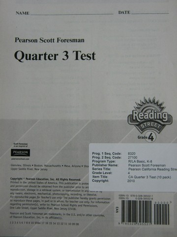 (image for) Reading Street 4 Quarter 3 Test (P)