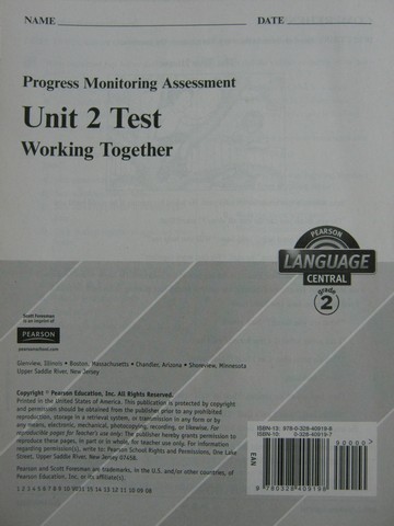 (image for) Pearson Language Central 2 Unit 2 Test (P)