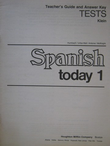 (image for) Spanish Today 1 Tests Teacher's Guide & Answer Key (TE)(P)