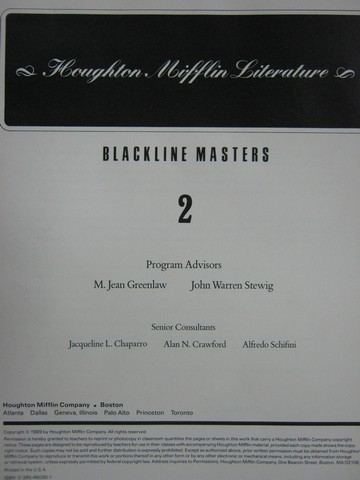 (image for) HM Literature 2 Blackline Masters (P) by Greenlaw & Stewig
