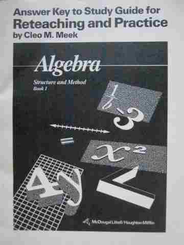 (image for) Algebra Structure & Method Book 1 Answer Key to Study Guide (P)