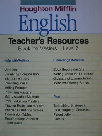 (image for) HM English 7 Teacher's Resources Blackline Masters (TE)(P)