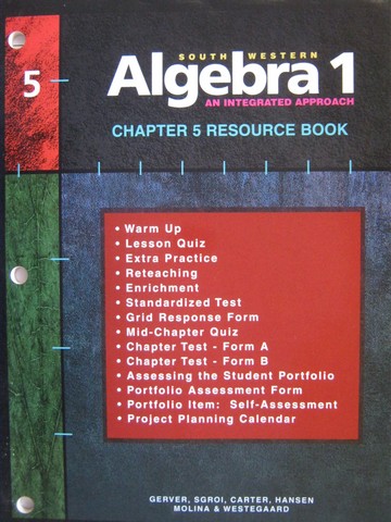 (image for) Algebra 1 An Integrated Approach Chapter 5 Resource Book (P)