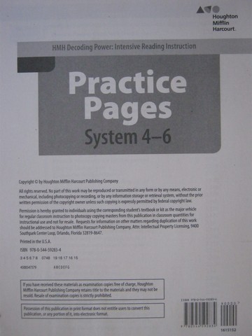 (image for) HMH Decoding Power Practice Pages System 4-6 (P)