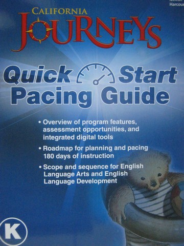 (image for) Journeys K Quick Start Pacing Guide (CA)(P) by Anderson, Hougen,