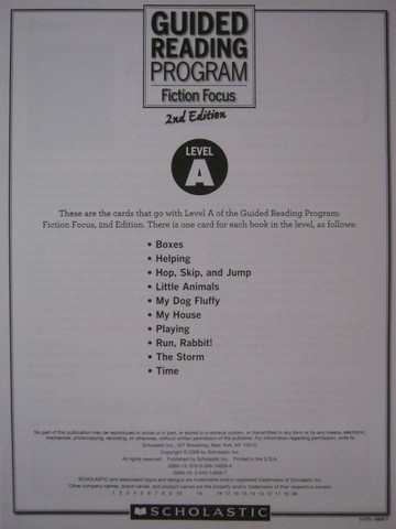 (image for) Guided Reading Program Fiction Focus 2nd Edition A Cards (Pk)