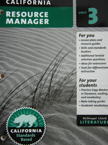(image for) Literature 8 Resource Manager Unit 3 California Standards Based (CA)(P)