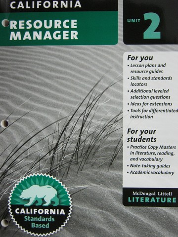 (image for) Literature 8 Resource Manager Unit 2 California Standards Based (CA)(P)