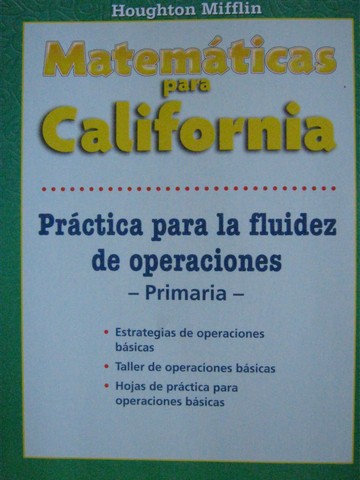 (image for) Matematicas para California 1-2 Practica para la fluidez (P)