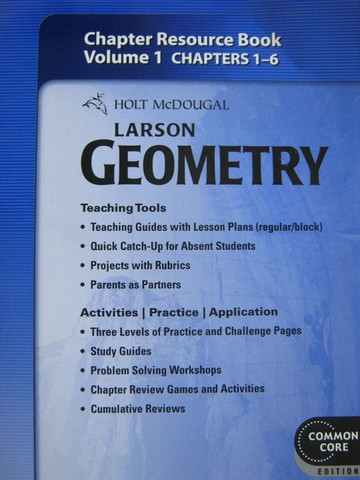 (image for) Larson Geometry Common Core Chapter Resource Book Volume 1 (P)