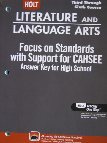(image for) Focus on Standards Answer Key for High School (CA)(P)