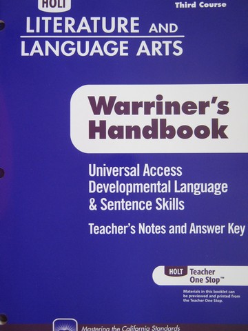 (image for) Developmental Language & Sentence Skills 3rd Course (CA)(TE)(P)