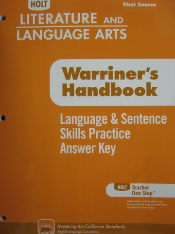(image for) Language & Sentence Skills Practice Answer Key 1st Course (CA)(P